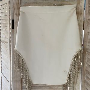 Jewel Fringe Trim Bandage Skirt